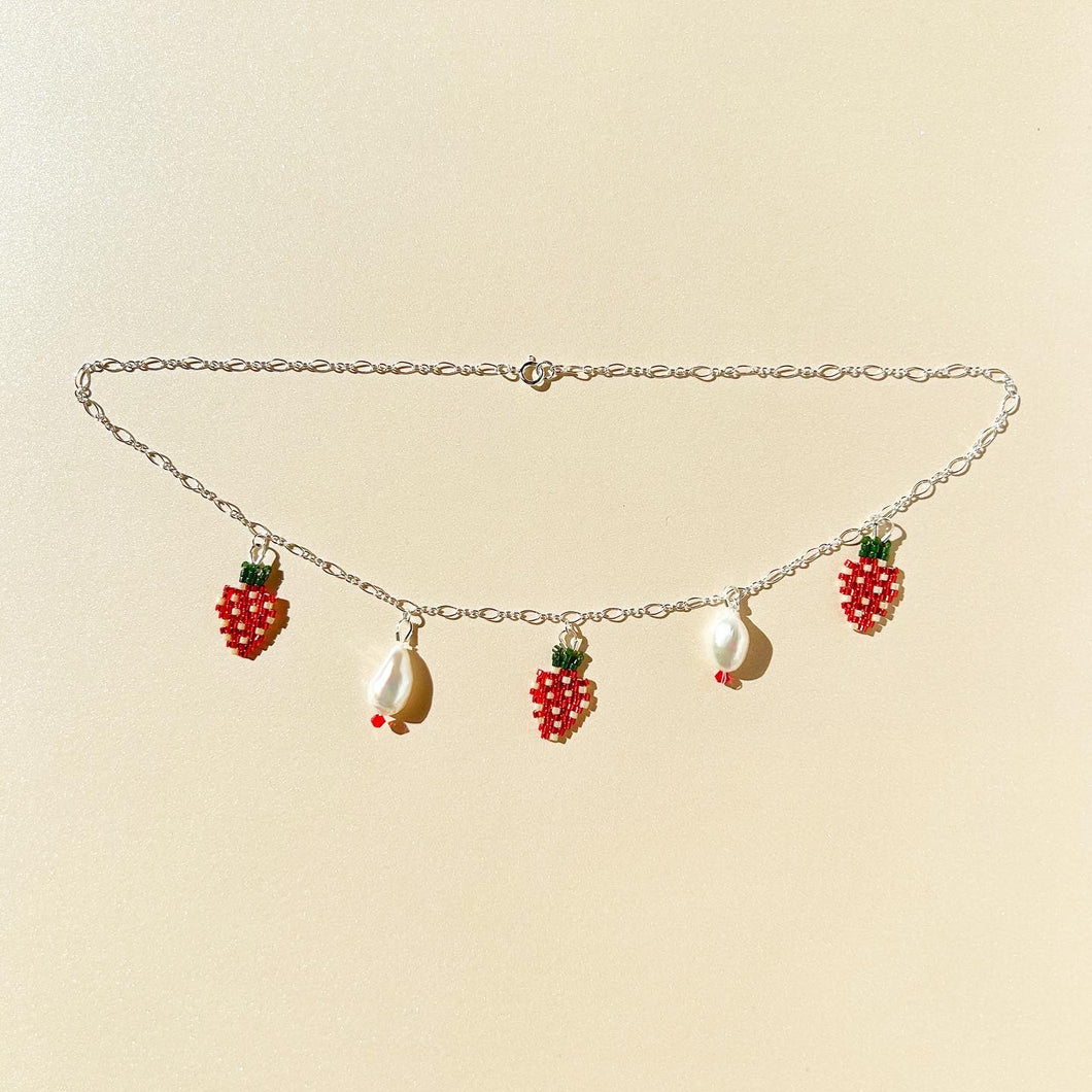 Strawberry Pearl Charm Necklace